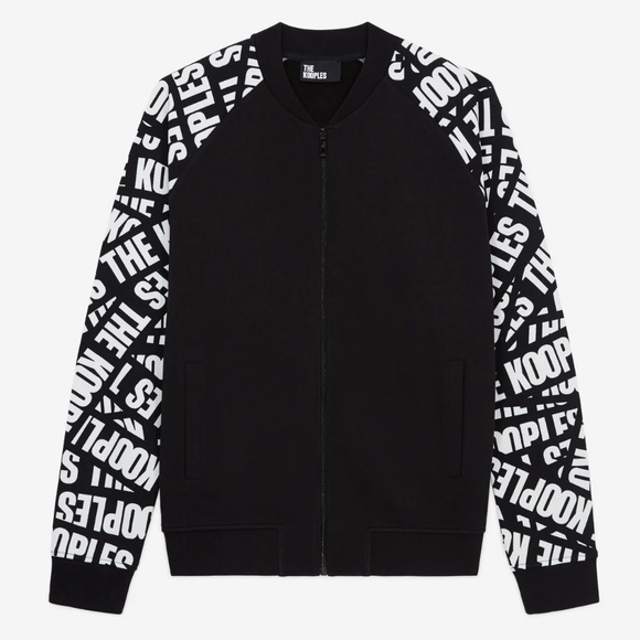 NWT | The Kooples | Long Sleeve Zip Front Bomber Jacket | Logo Tape Print - Picture 2 of 9